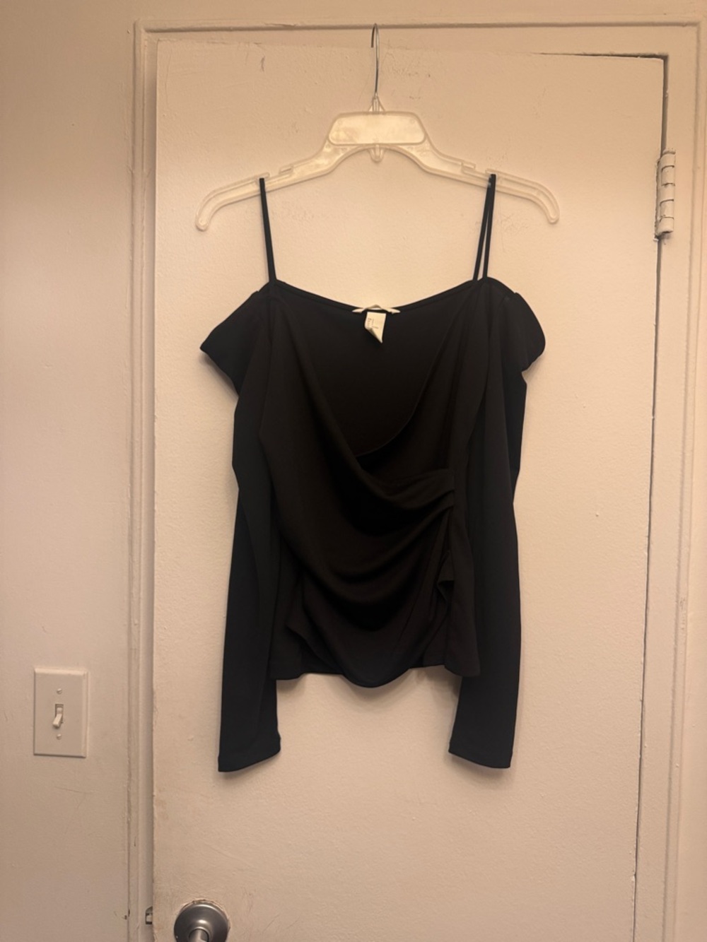 H&M Black Off-Shoulder Draped Cami Top
